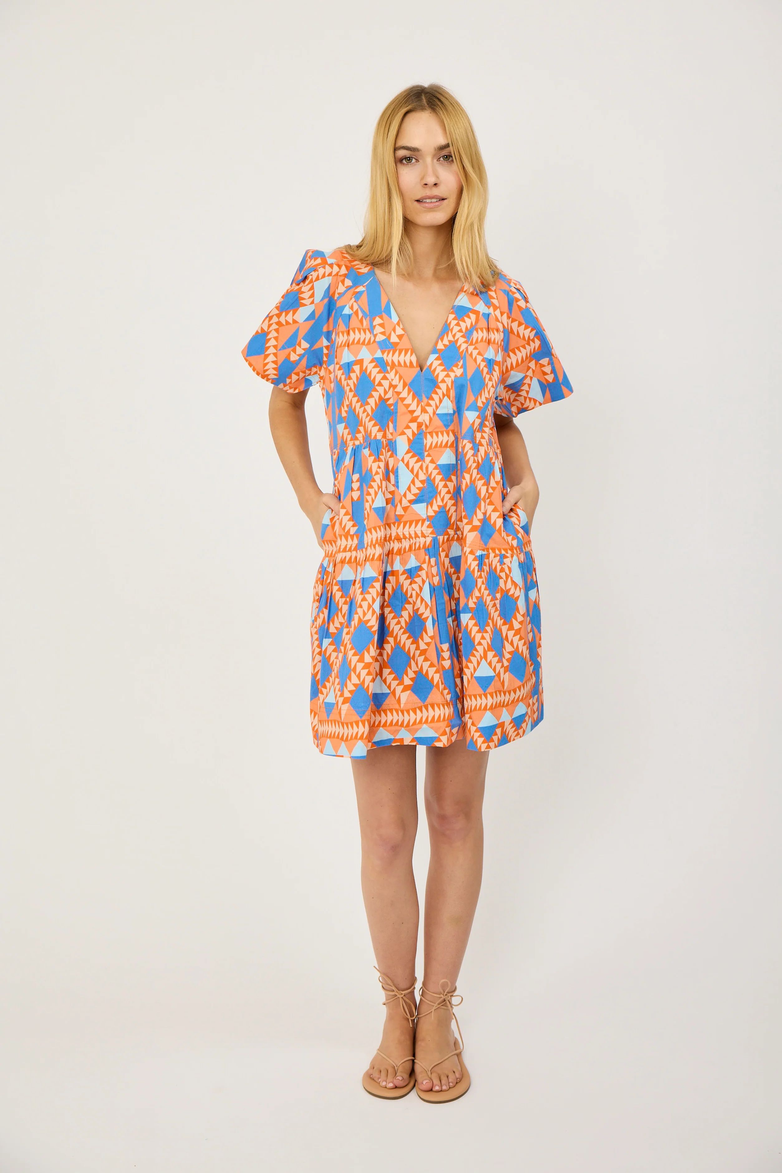 Poplin Dress - Grecian Geo | Marea