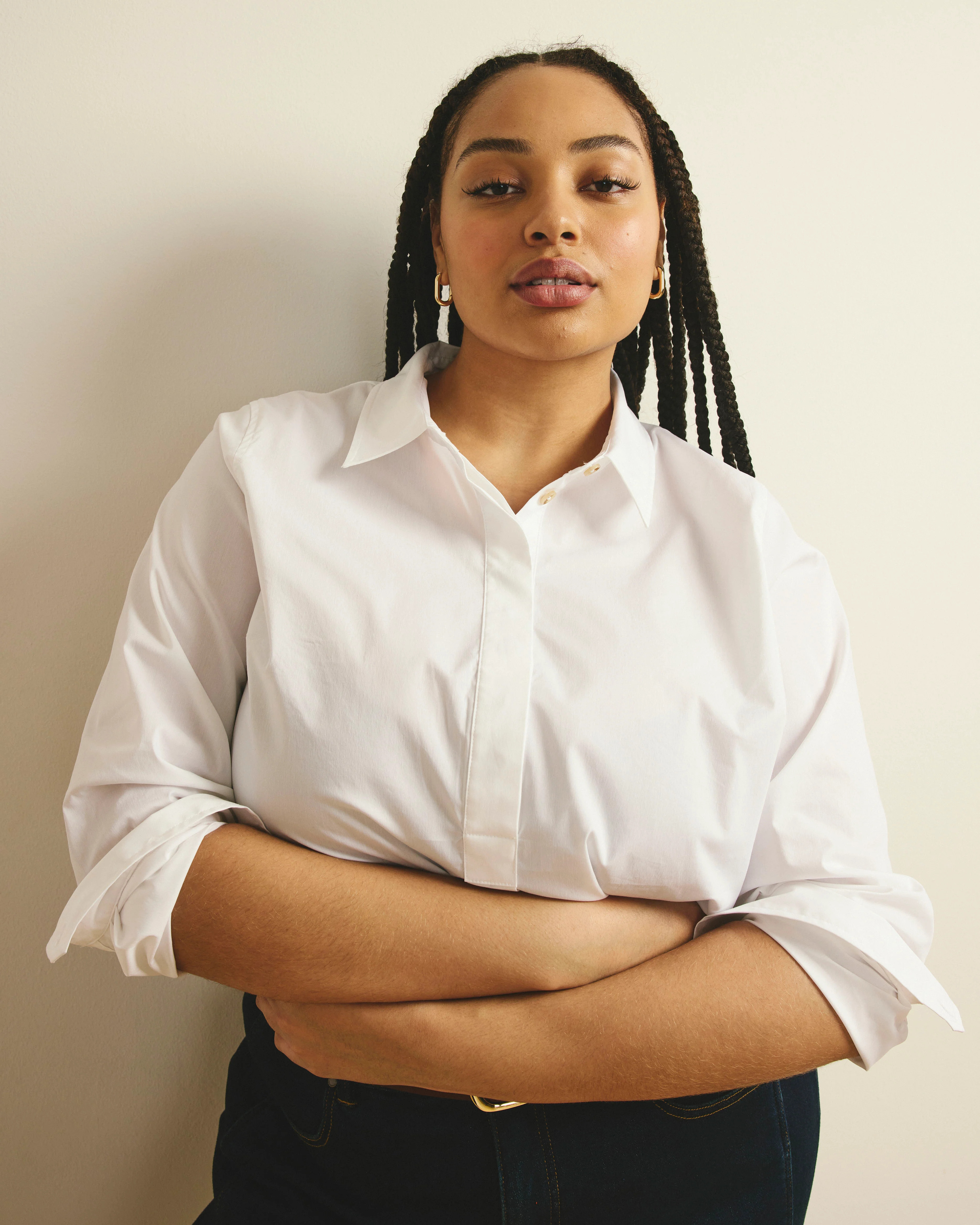 Elbe Popover Stretch Poplin Shirt Classic Fit - White | Universal Standard