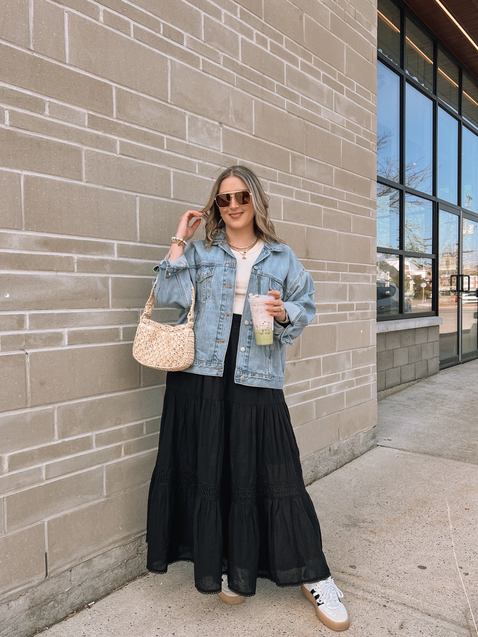 Spring outfit inspo from last year! Linked this year’s version of my black maxi skirt, wearing L. Wearing M in tank top, sized up to XL in the denim jacket for an oversized fit. Adidas Sambae sneakers are super comfy but run big, I’m usually a 9.5-10 and wear a 9

#LTKstyletip #LTKmidsize #LTKsale