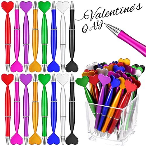 48 Pieces Heart Shaped Valentine's Day Pens Heart Ballpoint Pens Spin Heart Office Pens 1 mm Blac... | Amazon (US)