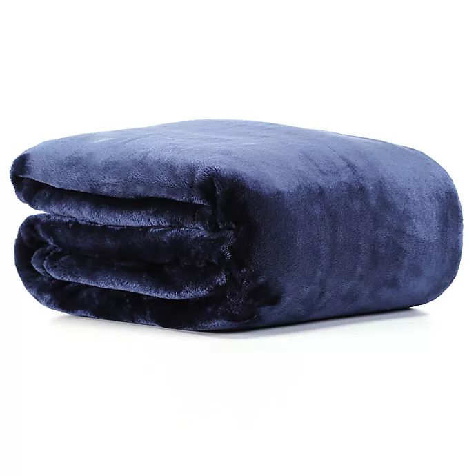 VelvetLoft® Plush Throw Blanket in Navy | Bed Bath & Beyond