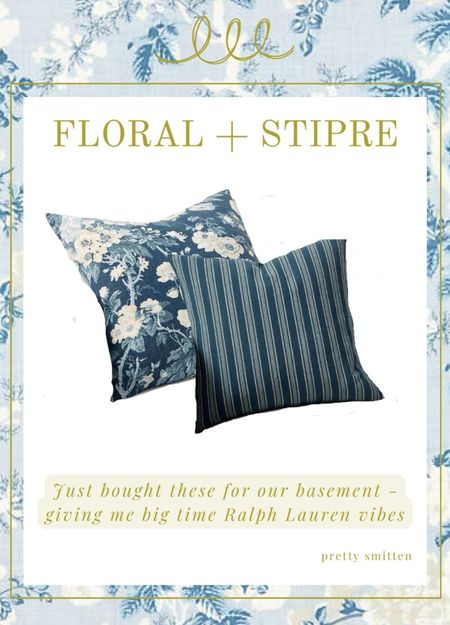 Blue and white floral pillows, blue stripe pillows - Pottery Barn, Ralph Lauren inspired, Americana home stylee

#LTKhome