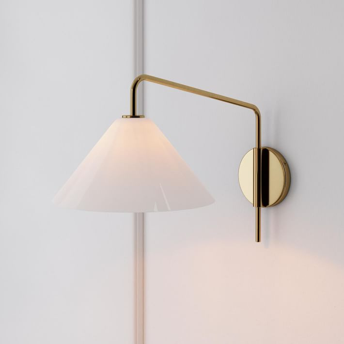 Sculptural Adjustable Cone Sconce - Milk | West Elm (US)