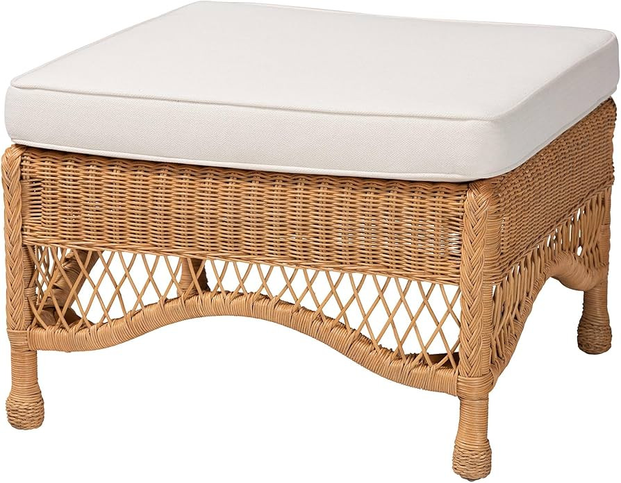Bali & pari Brooklyn Bohemian Light Honey Braided Rattan Ottoman Stool | Amazon (US)