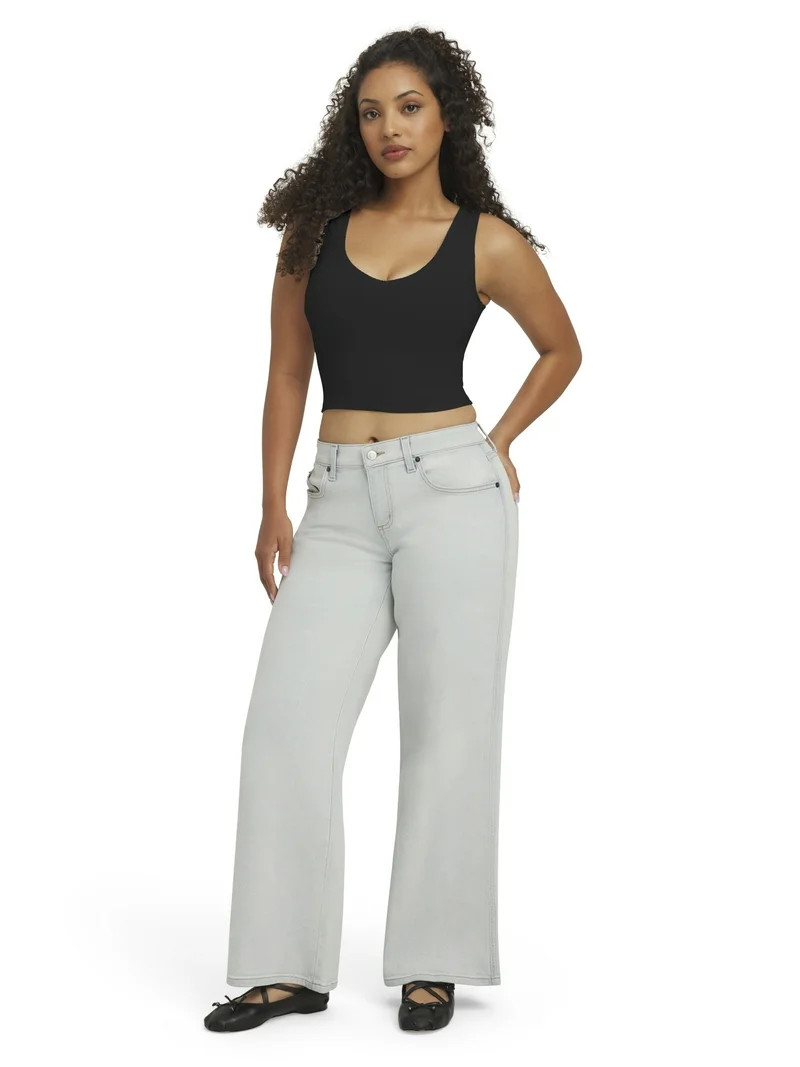 Mills by Millie Bobby Brown Women's Sleeveless Rib Deep V-Neck Tank Top, Sizes XXS-XXL | Walmart (US)