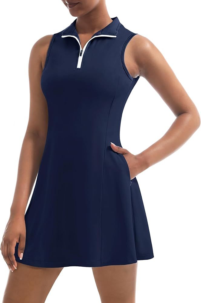 Tennis Dress for Women, Tennis Golf Dresses with Built in Shorts and Pockets for Sleeveless Worko... | Amazon (US)