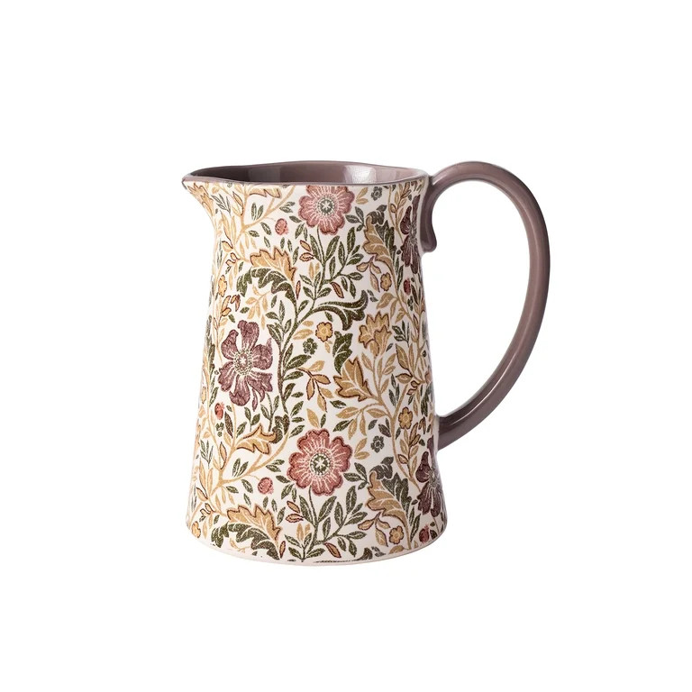 Better Homes & Gardens Edith Vine Floral Stoneware Pitcher, 59.5 oz | Walmart (US)