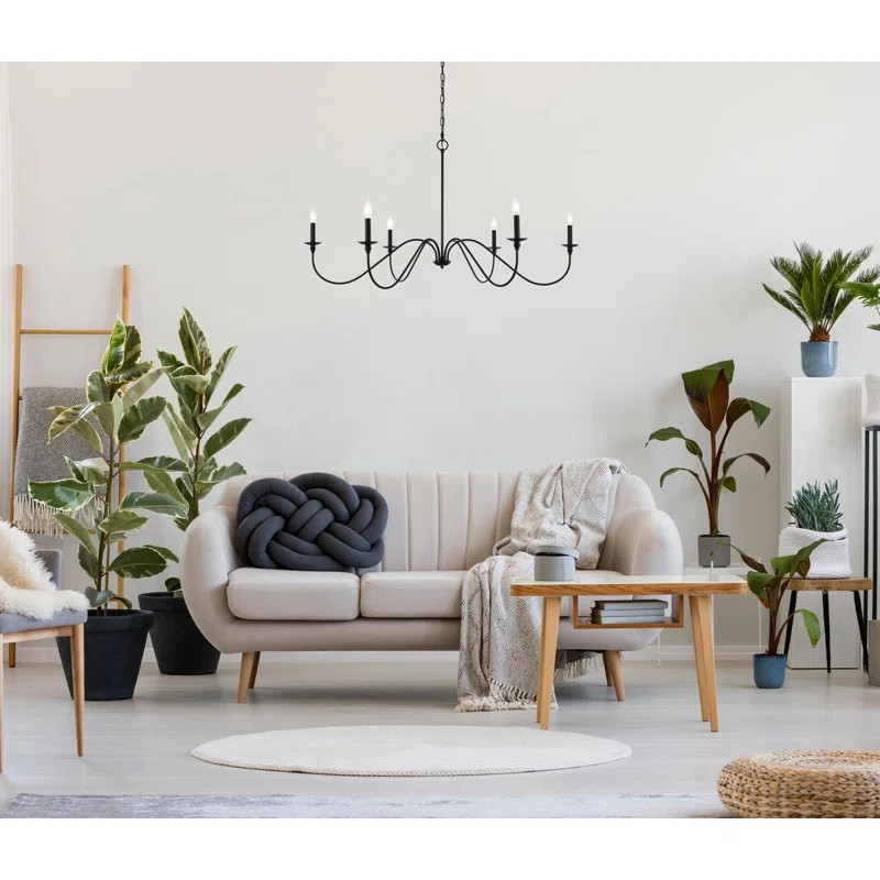 36" W x 19" H Matte Black Hamza 6 - Light Candle Style Chandelier | Wayfair North America