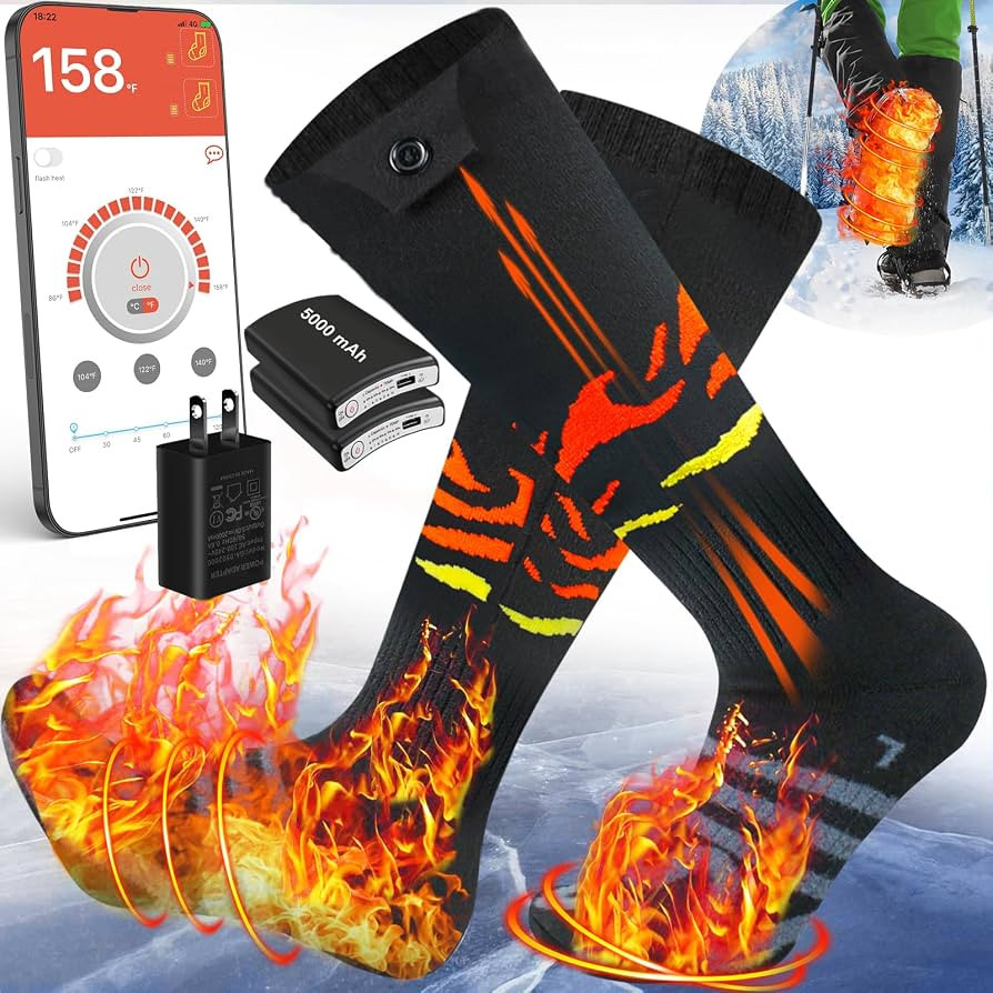 Heated Socks,Upgraded Heated Socks for Men Women,5000mAh Rechargeable Heated Socks Women Up to 10... | Amazon (US)