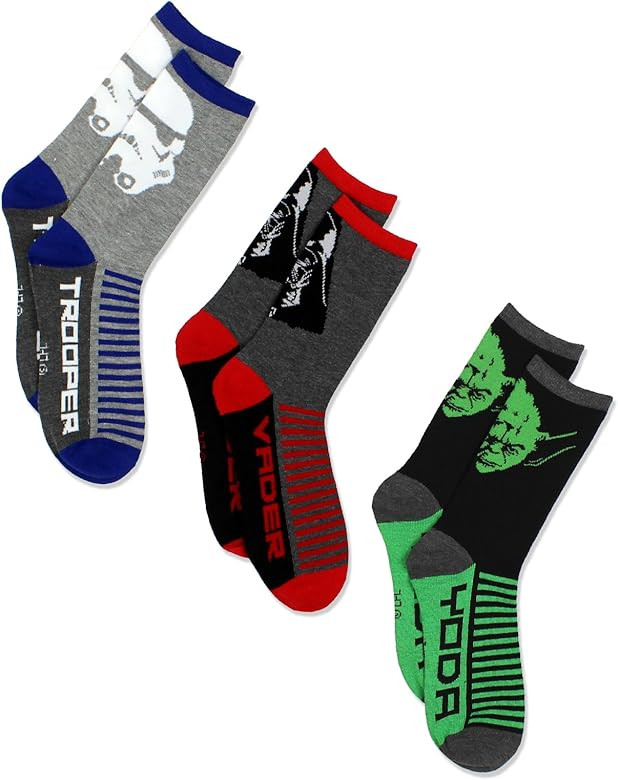 STAR WARS Boys 3 pack Socks (Little Kid/Big Kid/Teen/Adult) | Amazon (US)