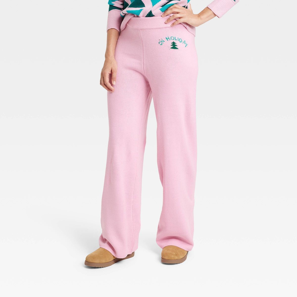 Women's On Holiday Graphic Sweater Pants - Pink | Target