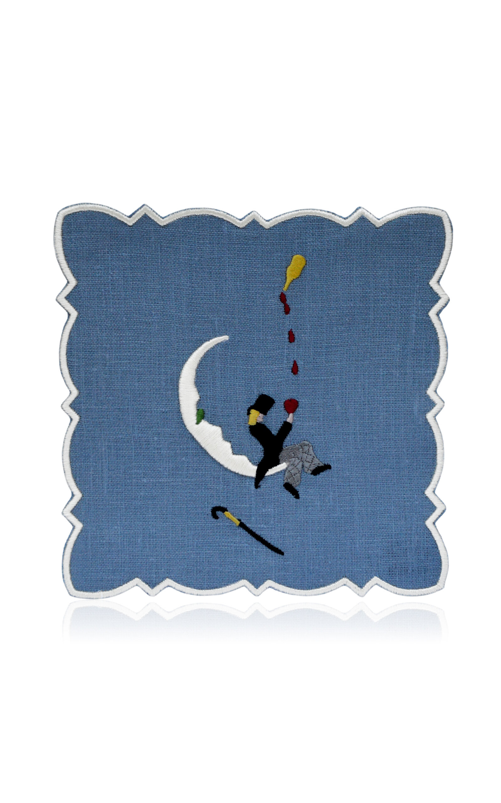 Set-of-Four Man on the Moon Linen Cocktail Napkin | Moda Operandi (Global)