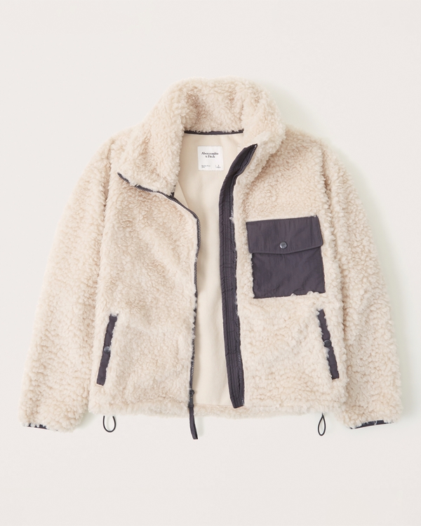 Cinched Sherpa Full-Zip Jacket | Abercrombie & Fitch (US)