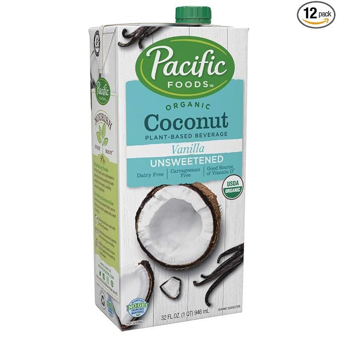 Pacific Foods Organic Coconut Non-Dairy Beverage, Unsweetened Vanilla, 32-Ounce, (Pack of 12) Ket... | Amazon (US)
