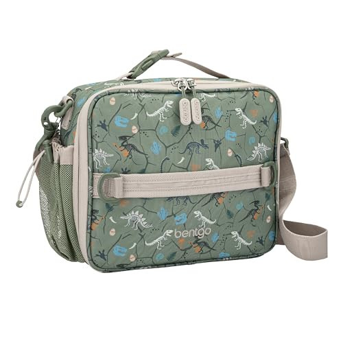 Bentgo® Kids Lunch Bag - Durable, Double-Insulated Lunch Bag for Kids 3+; Holds Lunch Box, Water Bottle, & Snacks; Easy-Clean Water-Resistant Fabric & Multiple Zippered Pockets (Dino Fossils) | Amazon (US)