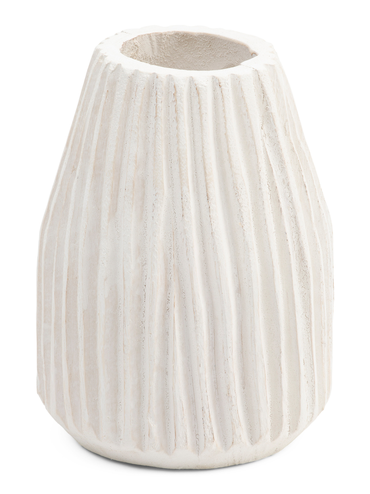8in Wooden Ridged Vase | TJ Maxx