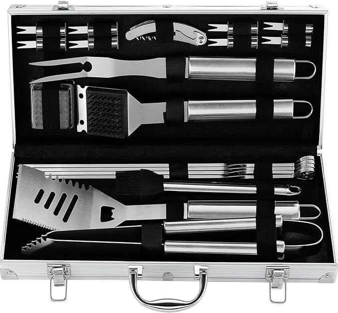 Amazon.com : 20 Piece Heavy Duty BBQ Grill Tools Set - Extra Thick Stainless Steel Spatula, Fork ... | Amazon (US)