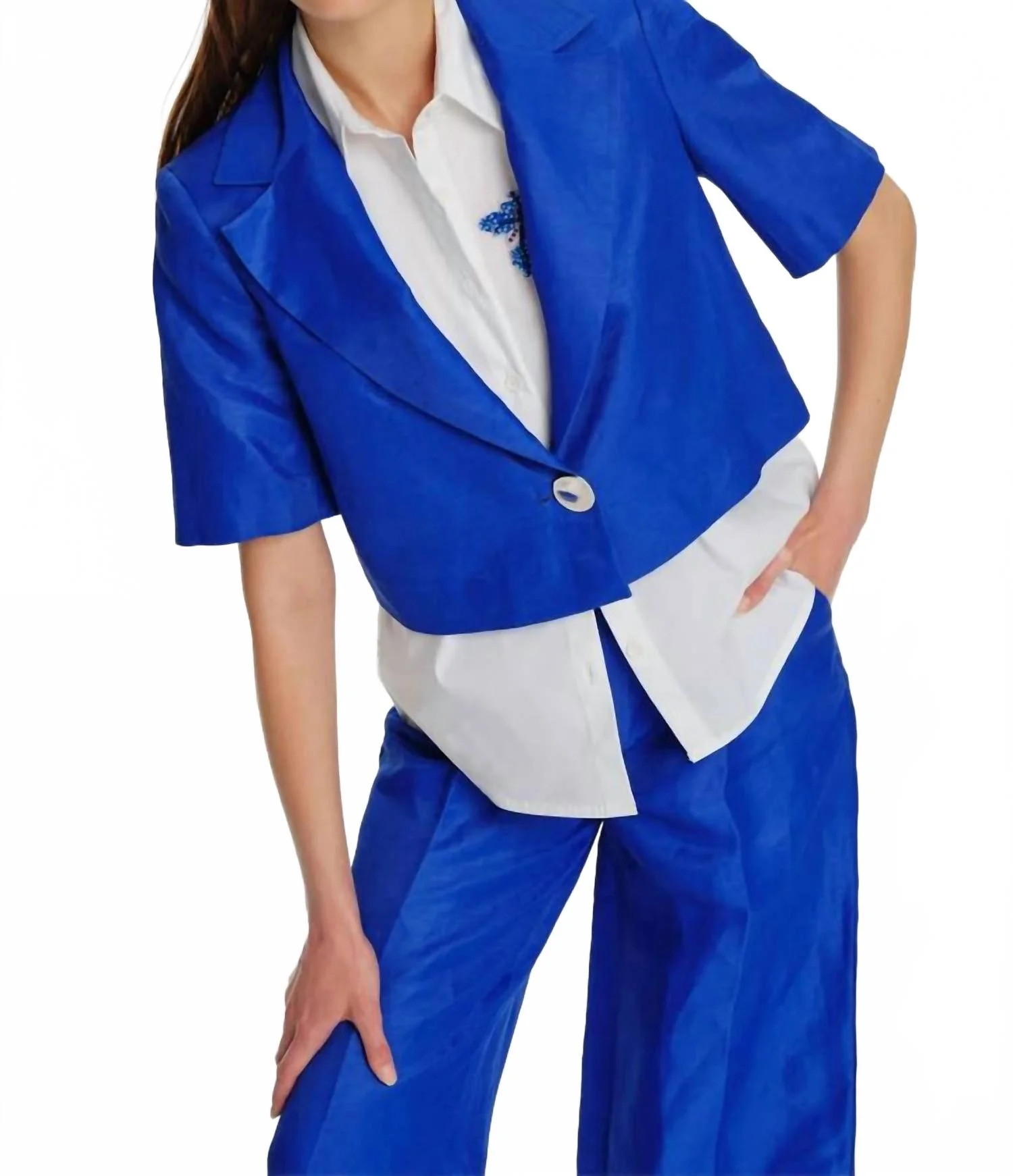 Short Jacket In Sax | Shop Simon