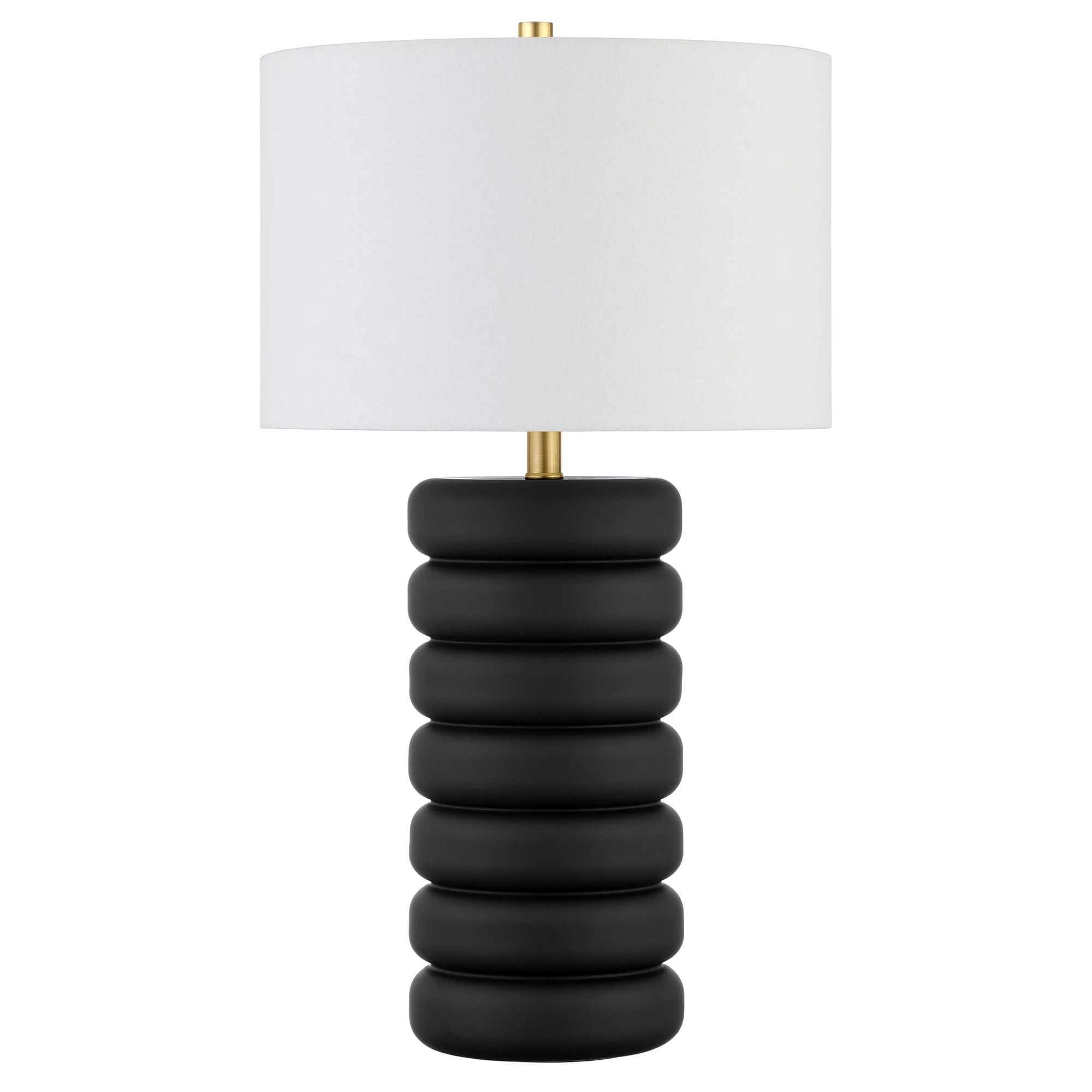 Evelyn&Zoe Modern/Contemporary 25" Tall Matte Black/Brass Table Lamp | Walmart (US)