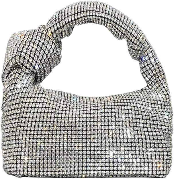 UMREN Bling Full Glitter Knotted Handbag for Women Crystal Rhinestone Hobo Dumpling Bag Diamond E... | Amazon (US)