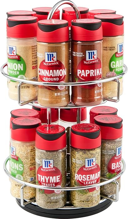 McCormick Spice Rack, Two Tier Chrome, Featuring 16 Herbs & Spices for Everyday Cooking, Great Gi... | Amazon (US)