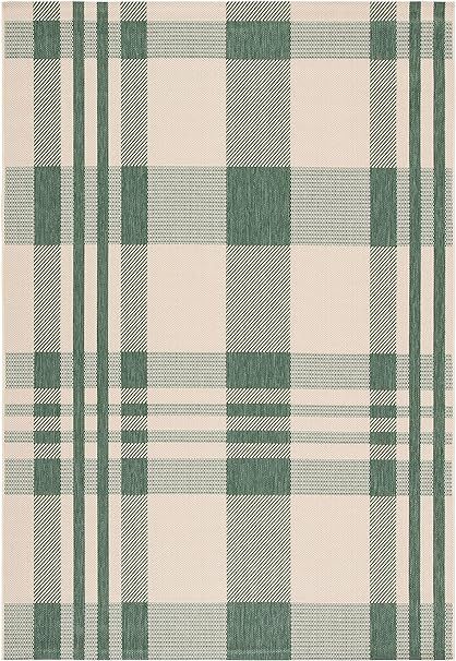 SAFAVIEH Courtyard Collection 2' x 3'7" Green/Beige CY6201 Modern Farmhouse Plaid Indoor/ Outside... | Amazon (US)