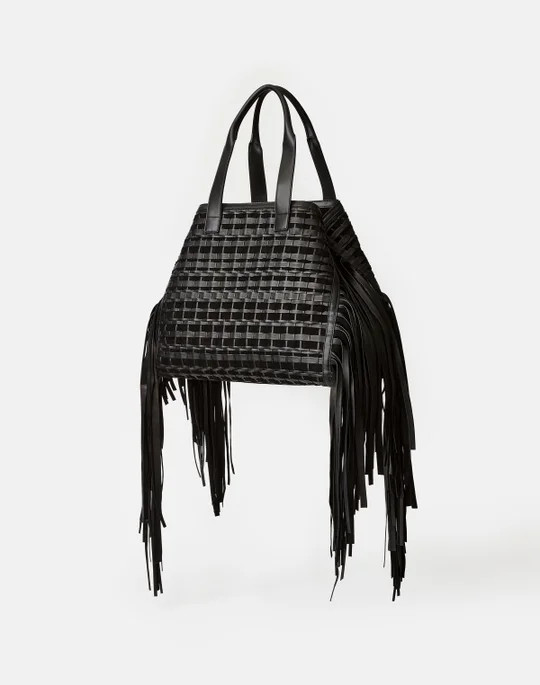 Handwoven Fringe Leather & Suede L Tote—Large | Lafayette 148 New York