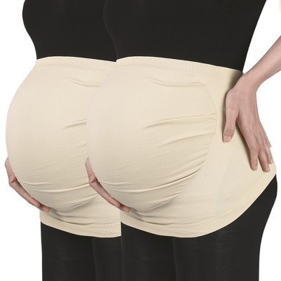 Unique Bargains Women Maternity Belly Band Pregnant Support Belly Bands Black Beige Size M 2 Pcs Beige+Beige Medium | Target