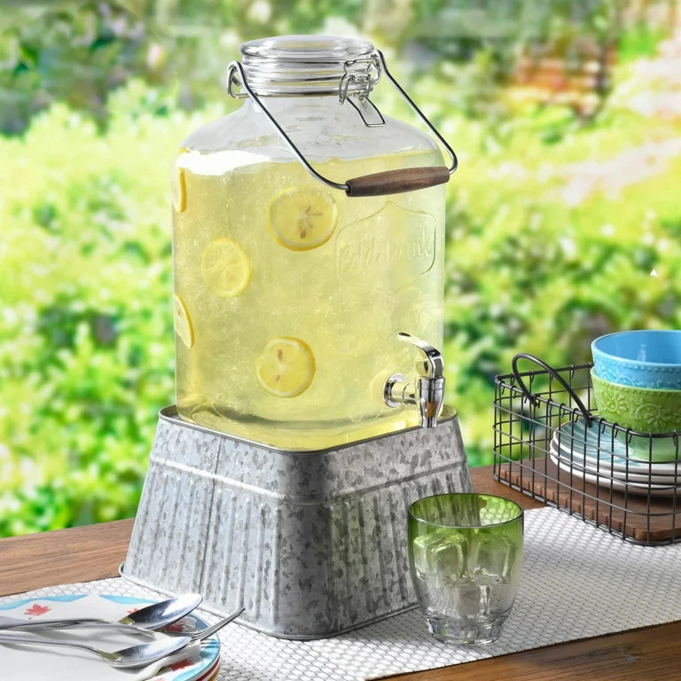 Better Homes & Gardens 2 Gallon Glass Beverage Dispenser with Glass Clamp Lid - Walmart.com | Walmart (US)