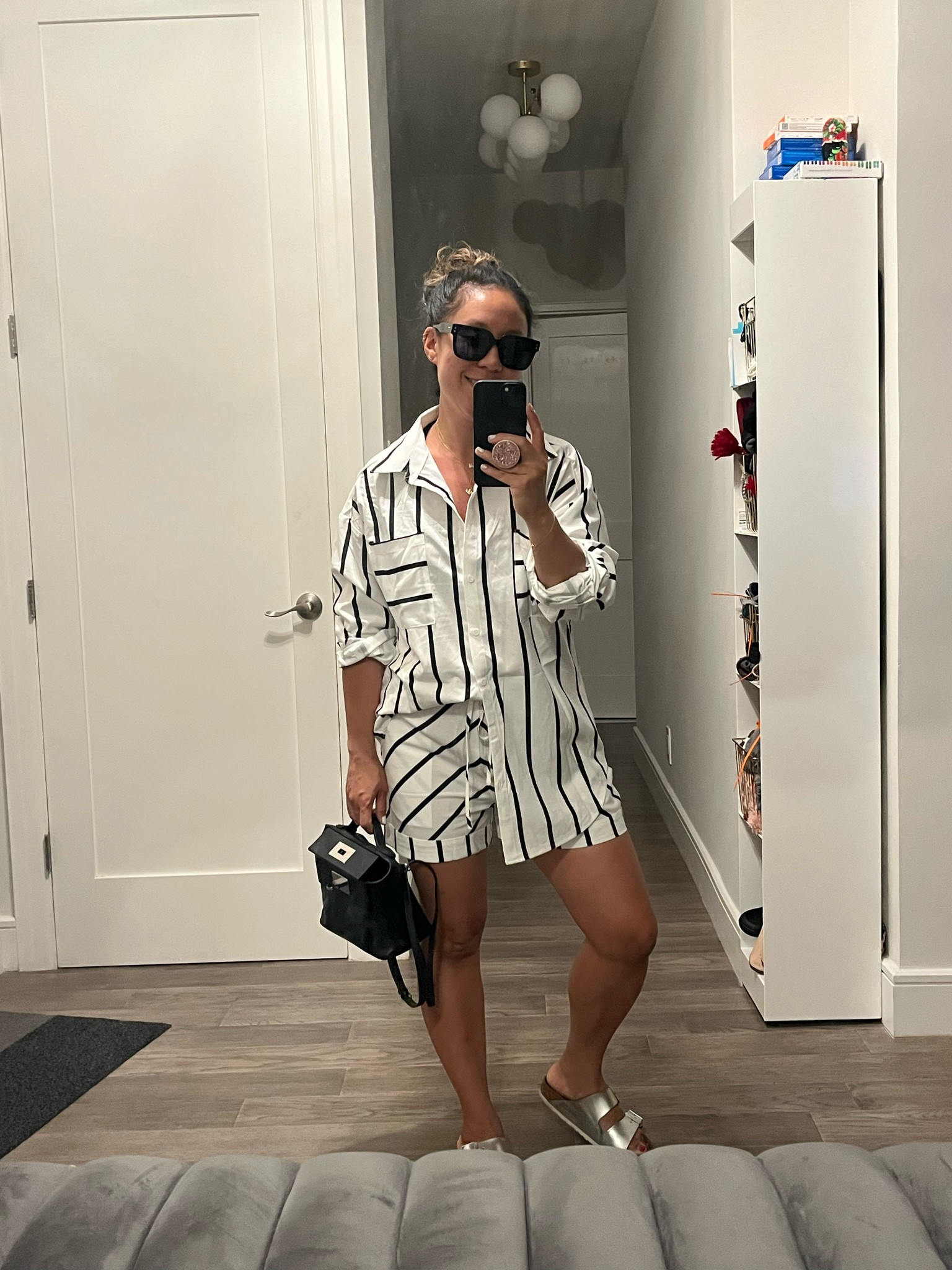 Matching set. Stripe set. Black and white. Amazon find. I’m wearing a small. Super oversized. 

#LTKShoeCrush #LTKTravel #LTKItBag