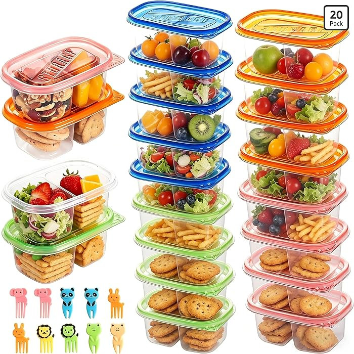 20Pcs Reusable Snack Containers with Lids Portion Control, Camping Essentials,Meal Prep Container... | Amazon (US)