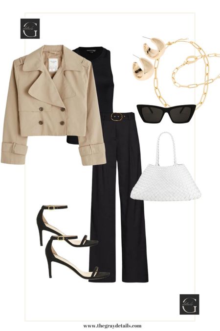 Black pant and cropped trench coat outfit idea 

#LTKworkwear #LTKunder100 #LTKstyletip