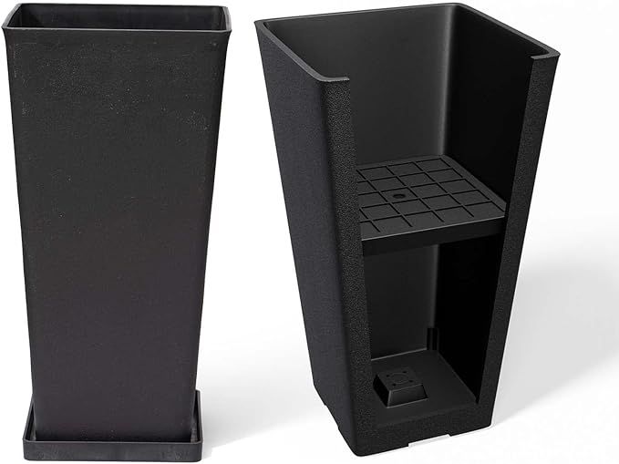 LA JOLIE MUSE 20 Inch Tall Black Planters, Rectangular Outdoor Planters Set of 2, Tapered Planter... | Amazon (US)