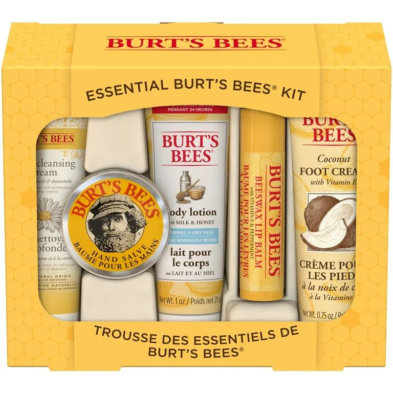Burt's Bees Essential Gift Set, Cleansing Cream, Hand Salve, Body Lotion, Foot Cream, Lip Balm | Walmart (US)