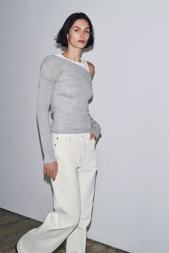 ASYMMETRIC LAYERED-EFFECT T-SHIRT | Zara UK