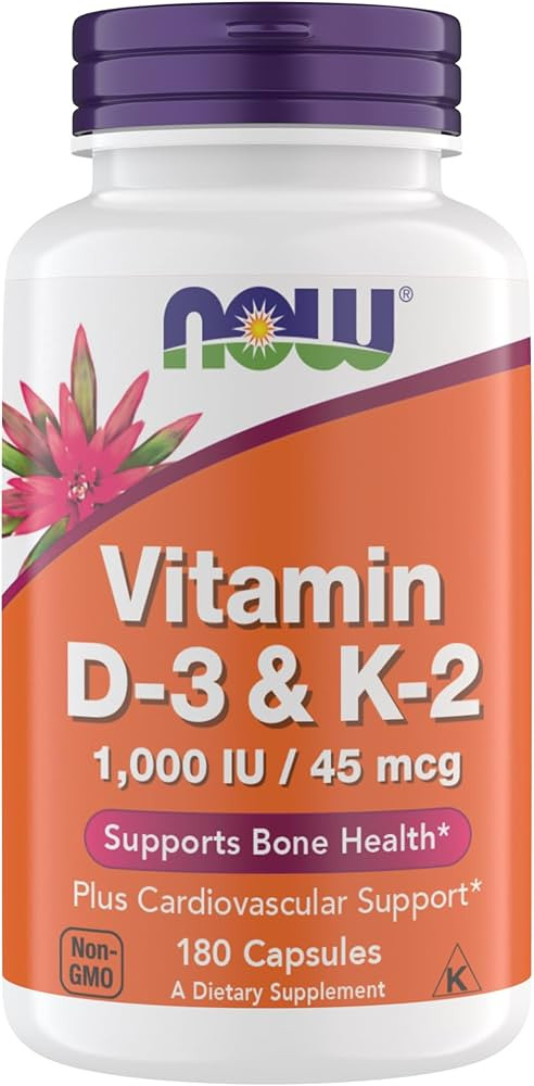 Now Supplements Vitamin D3 K2, 1,000 IU/45 mcg, Cardiovascular Support, Supports Bone Health, 180... | Amazon (US)