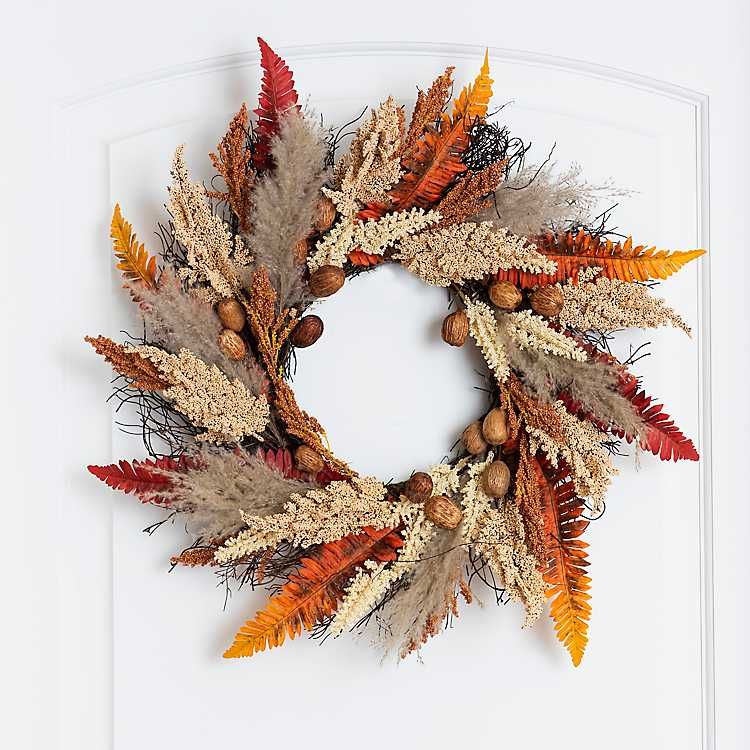 Mixed Wheat and Pampas Harvest Wreath | Kirkland's Home