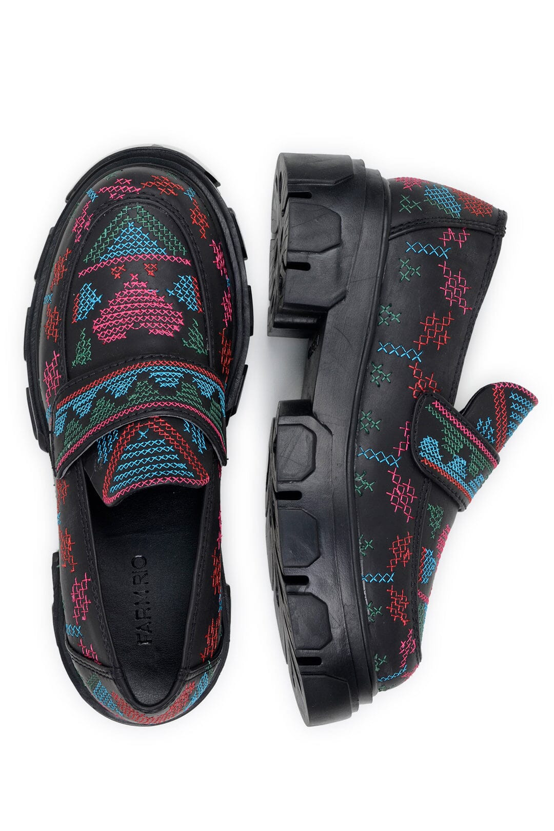 black artisanal hearts loafer | FarmRio (US)