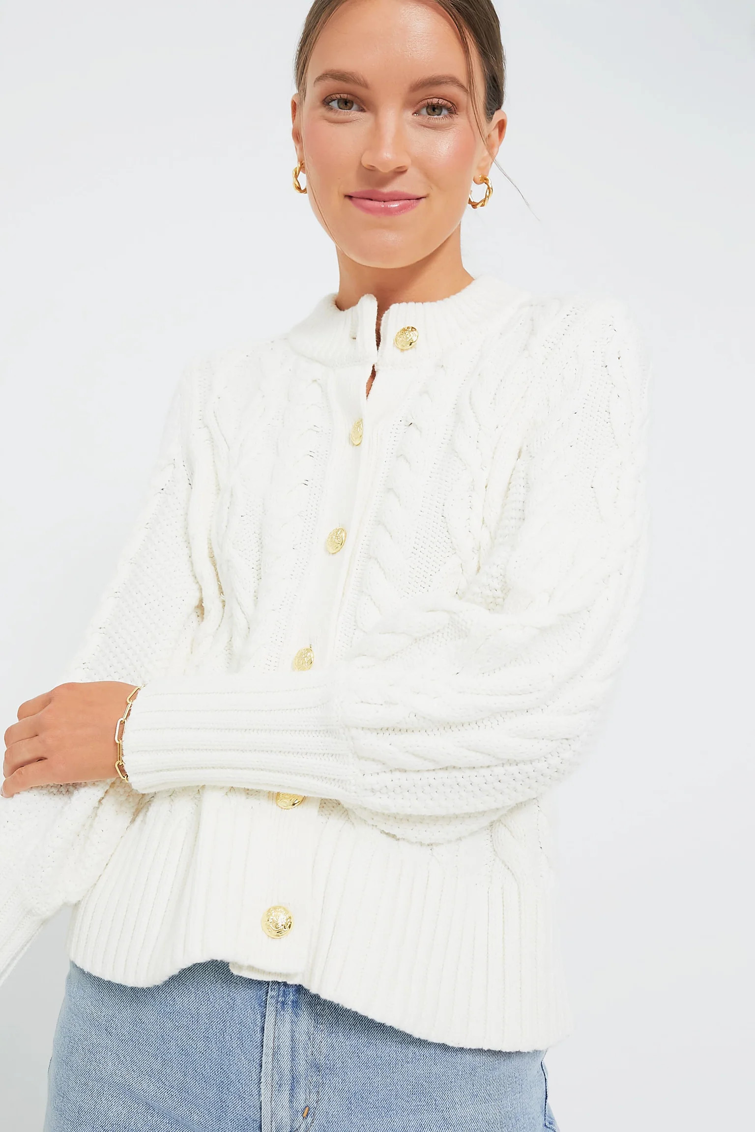 Ivory Cotton Colette Cardigan | Tuckernuck (US)