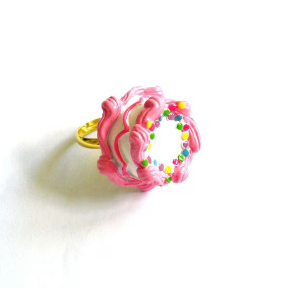 Pink Birthday Cake Ring Pink Cake Ring Kawaii Jewelry Birthday Jewelry Rainbow Cake Ring - Miniature | Etsy (US)