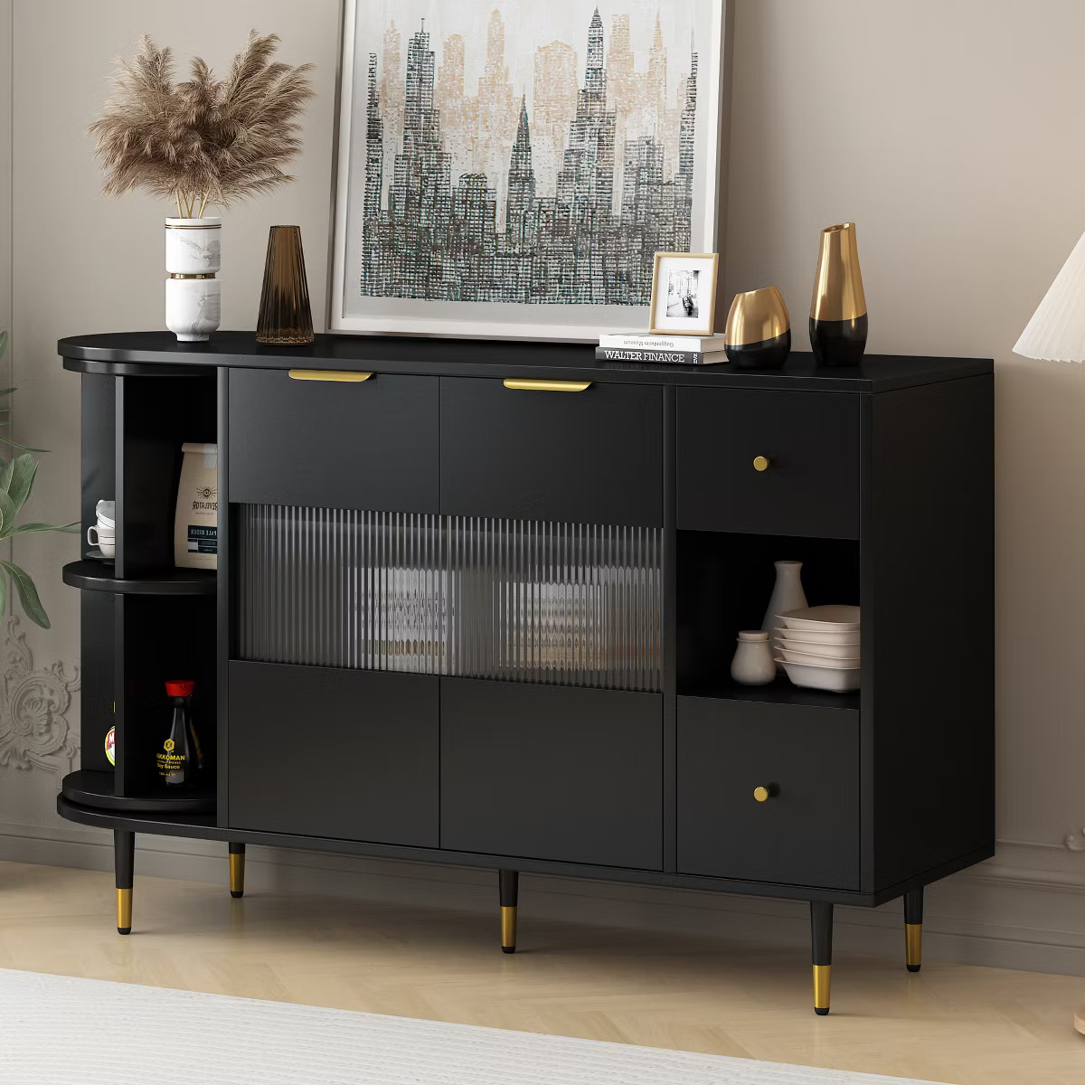 Innovative Design Rotating Sideboard, Storage Cabinet with 2 Doors and 2 Drawers – ModernLuxe | Target