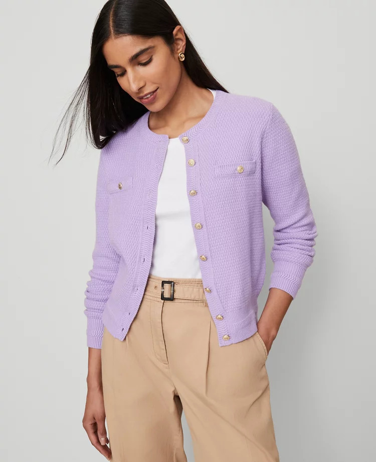 Petite Textured Cardigan | Ann Taylor