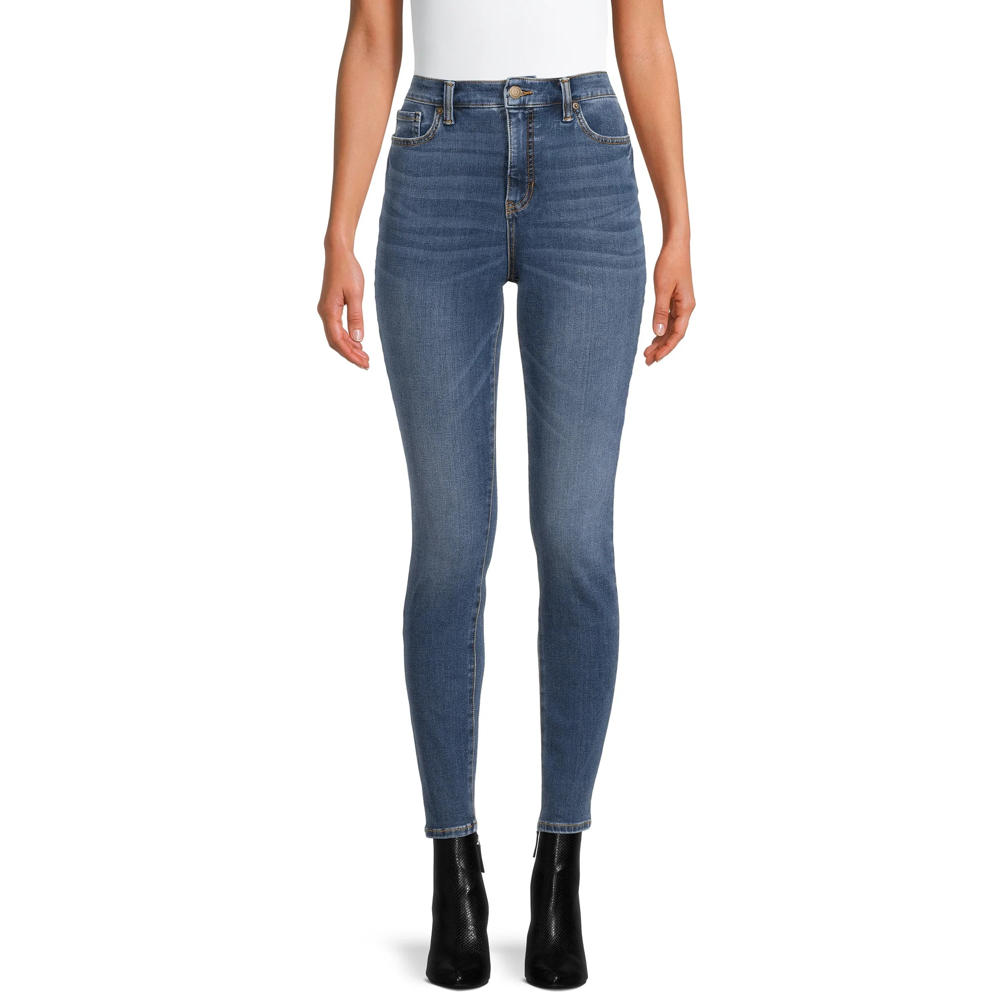 Time and Tru Women's High Rise Curvy Skinny Jeans, Available in Regular and Short Inseams, Sizes ... | Walmart (US)