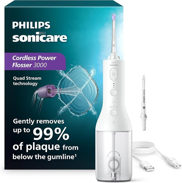 Philips Sonicare Cordless Power Flosser 3000, Water Flosser, 2 Nozzles | Amazon (US)
