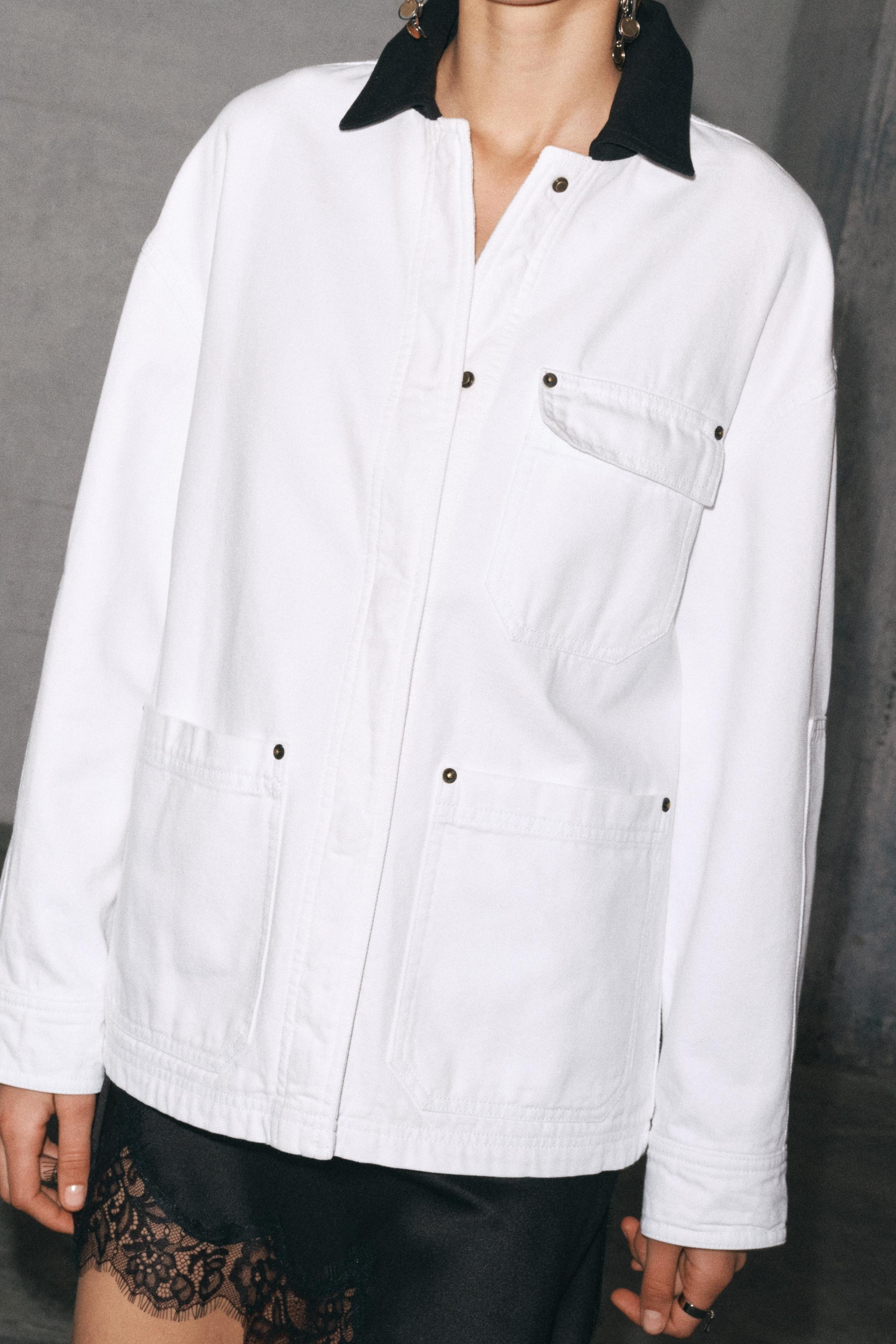 CONTRAST COLLAR OVERSHIRT ZW COLLECTION | Zara US