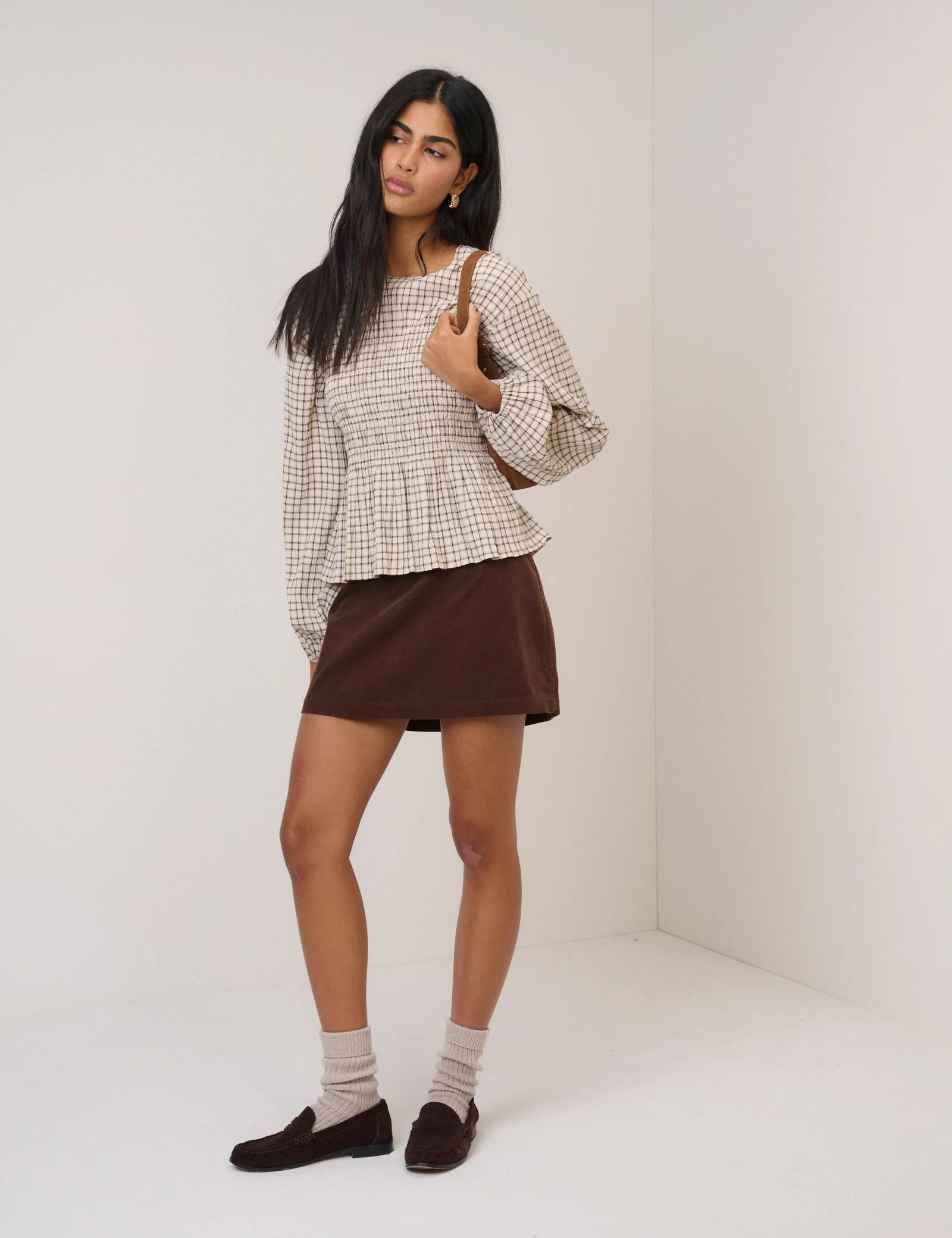Yellow Check Shirred Blouse | Nobody's Child