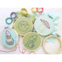 Hand Embroidery For Kids, Learn To Embroider With The Kid Stitch Kit, Rainbow Floss, Hoop, Needle, Patterns & Fabric, Diy Craft Kit | Etsy (US)