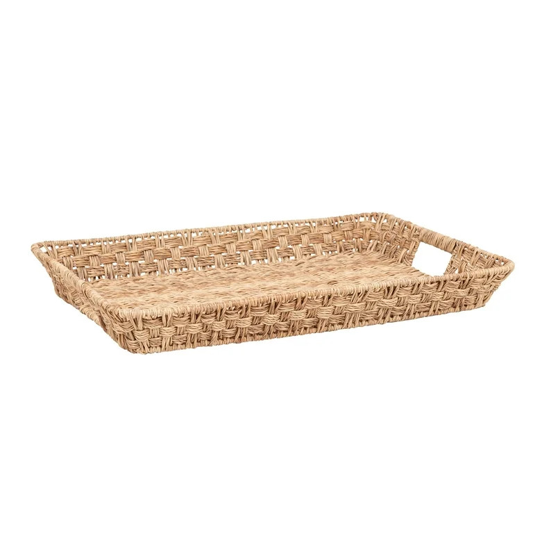 Better Homes & Gardens- Beige Rectangle Rattan Serving Tray, 21"x15" | Walmart (US)