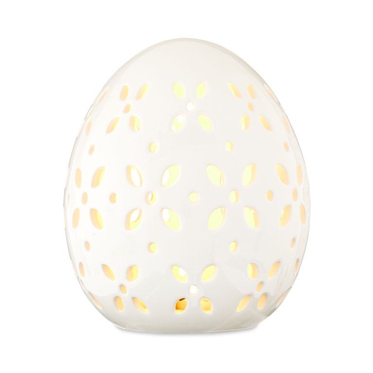 Way To Celebrate Easter Large Ceramic LED White Egg Decor | Walmart (US)