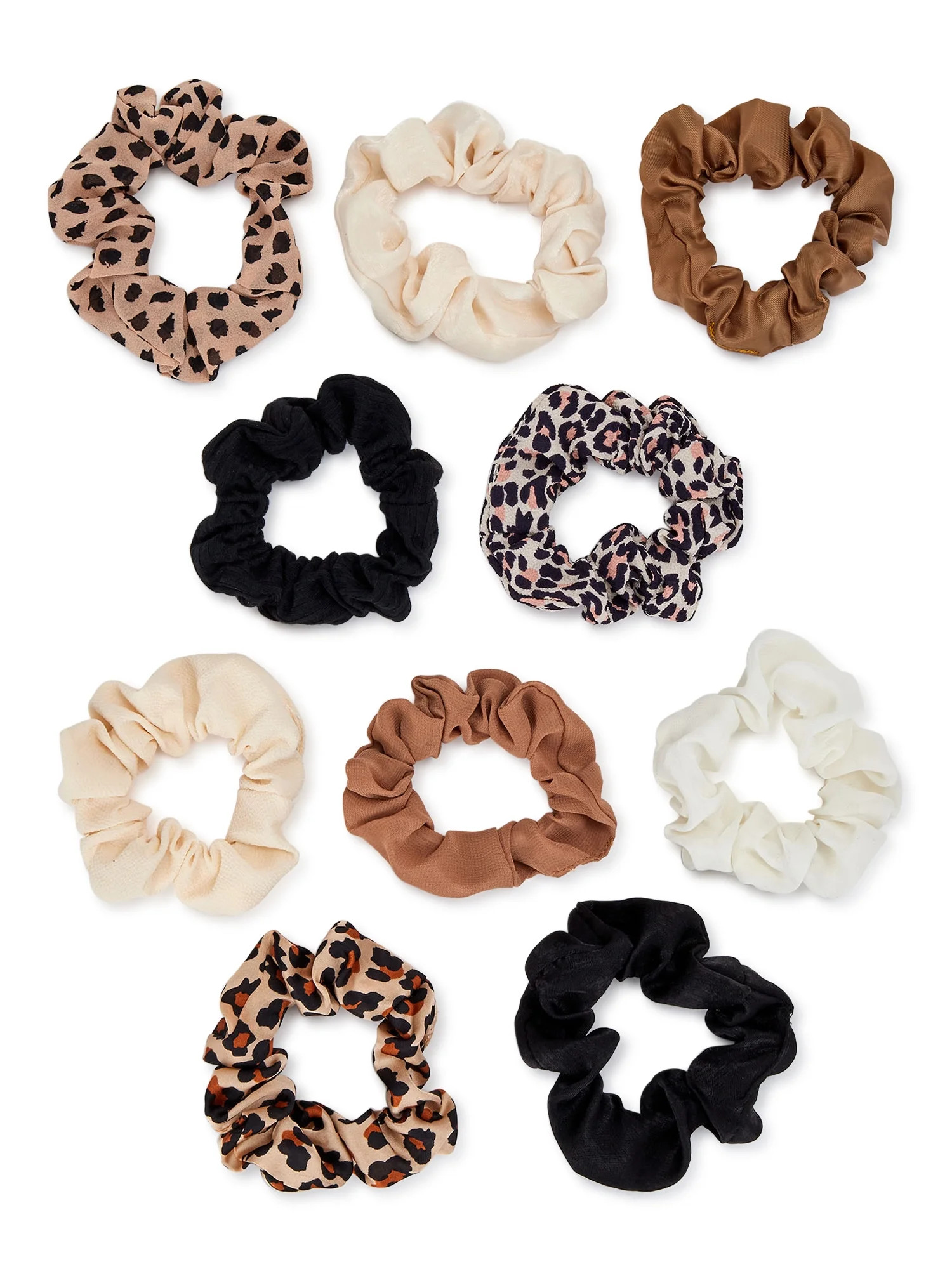 Time and Tru Women's Animal Hair Ties, 10 Pack, Tan | Walmart (US)